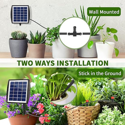 Système D'irrigation Goutte à Goutte énergie Solaire, avec 15m Tuyau, Pelouse Serre Jardin Extérieur