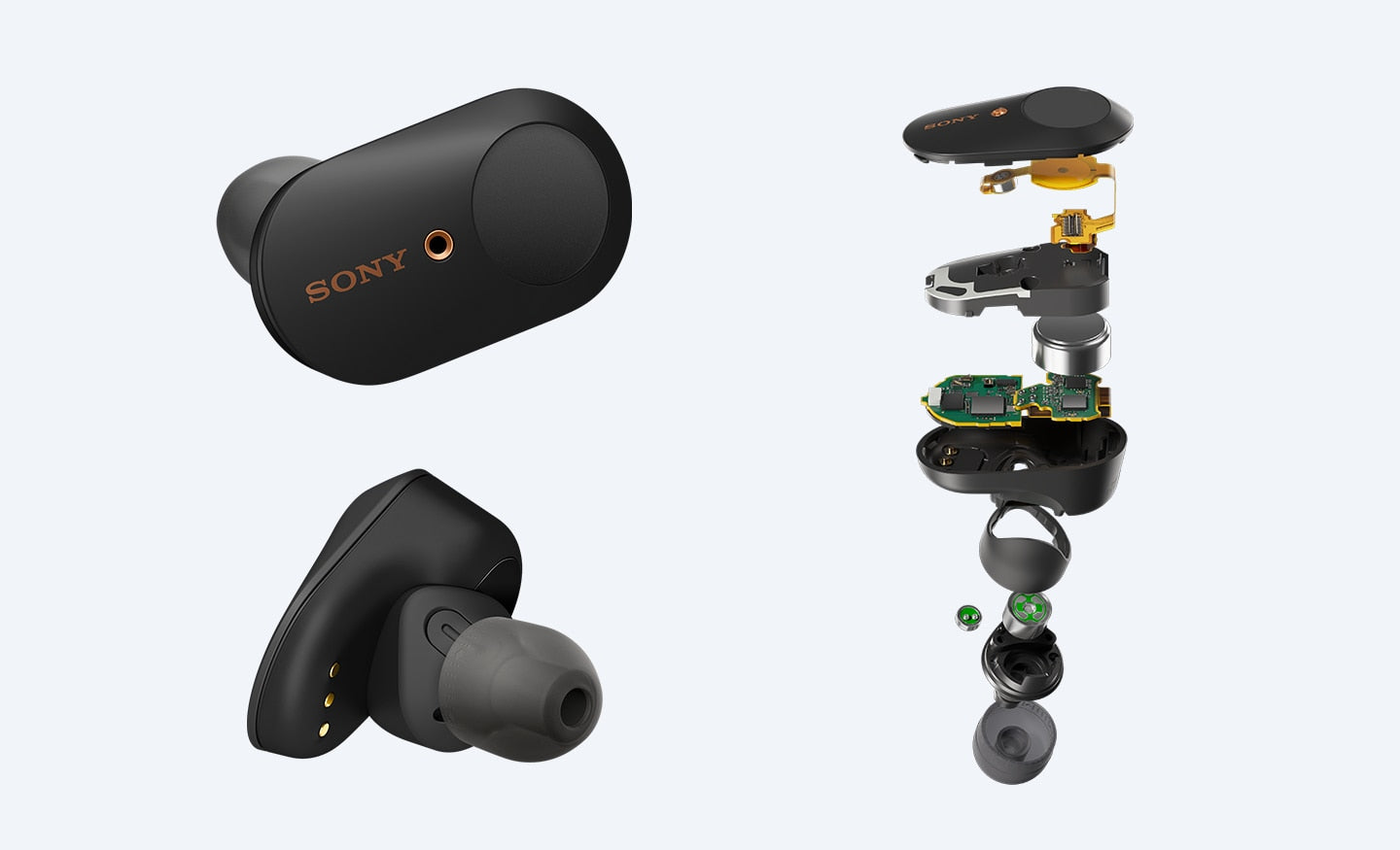 Sony WF-1000XM3 Écouteurs sans fil Bluetooth à Réduction de Bruit True Wireless avec boitier de rechargement compatibles iOS et Android, Argent, avec Amazon Alexa Intégrée