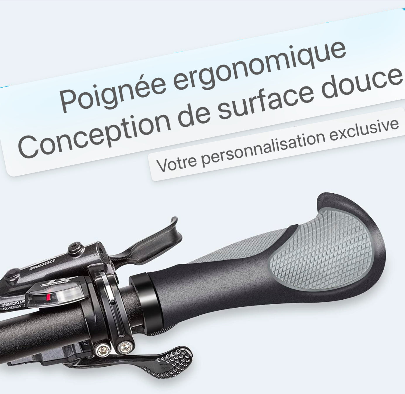 Poignées de vélo Ergonomiques, poignées de vélo/poignées de guidon en caoutchouc antidérapant et tampon, poignées de guidon avec design Lock-On à deux côtés, pour VTT, vélo de trekking, vélo de route de ville (guidon de 22 mm)