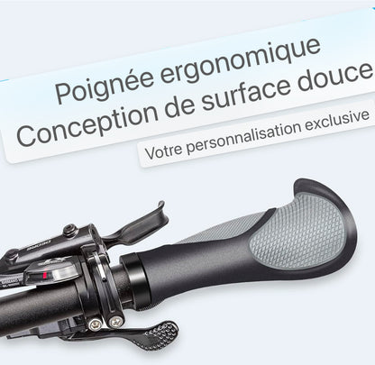 Poignées de vélo Ergonomiques, poignées de vélo/poignées de guidon en caoutchouc antidérapant et tampon, poignées de guidon avec design Lock-On à deux côtés, pour VTT, vélo de trekking, vélo de route de ville (guidon de 22 mm)