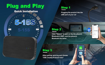Adaptateur Sans Fil Apple CarPlay et Android Auto Android 10.0 2+32G flambant neuf