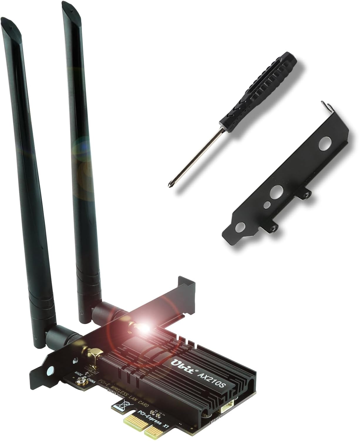 Ubit Carte Réseau WiFi 6E AX210 PCIe Carte WiFi | Max 5374Mbps avec BT 5.3| Adaptateur sans Fil Tri-Bande 802.11AX avec MU-MIMO,OFDMA,Ultra-Low Latency | Soutien Windows 10/11 64bit