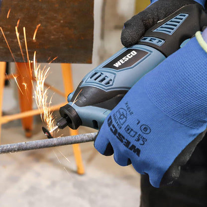 WESCO - WS3113KU.1 Kit d'outils rotatifs, 7 vitesses variables, 82 accessoires, 35 000 tr/min, arbre extensible, bloc sans clé, pour sculpter, polir, couper, graver