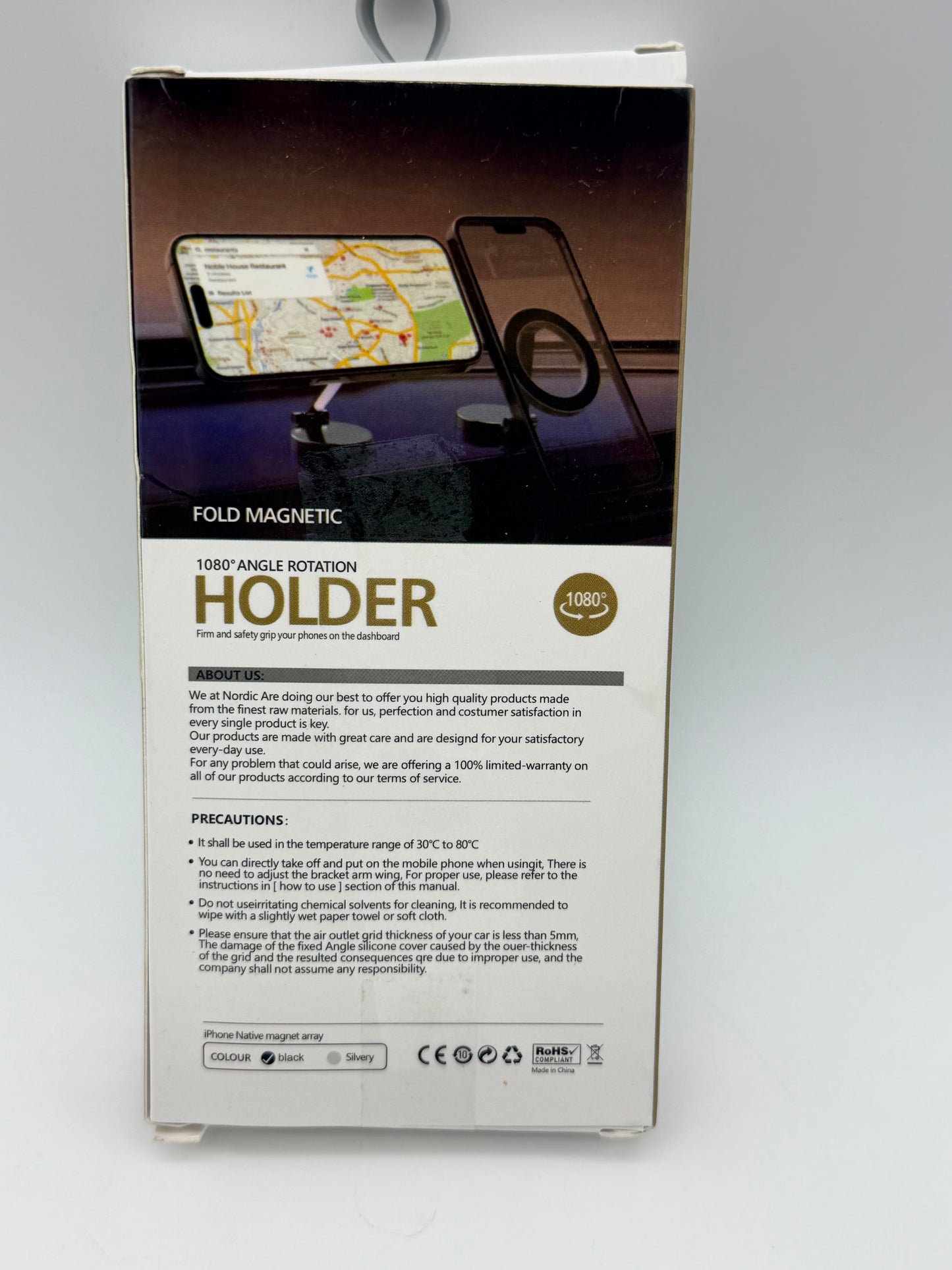 SokolOk Support magnétique pour voiture - Support magnétique pliable à 360° - Compatible avec tous les téléphones, Galaxy, smartphones, iPhone