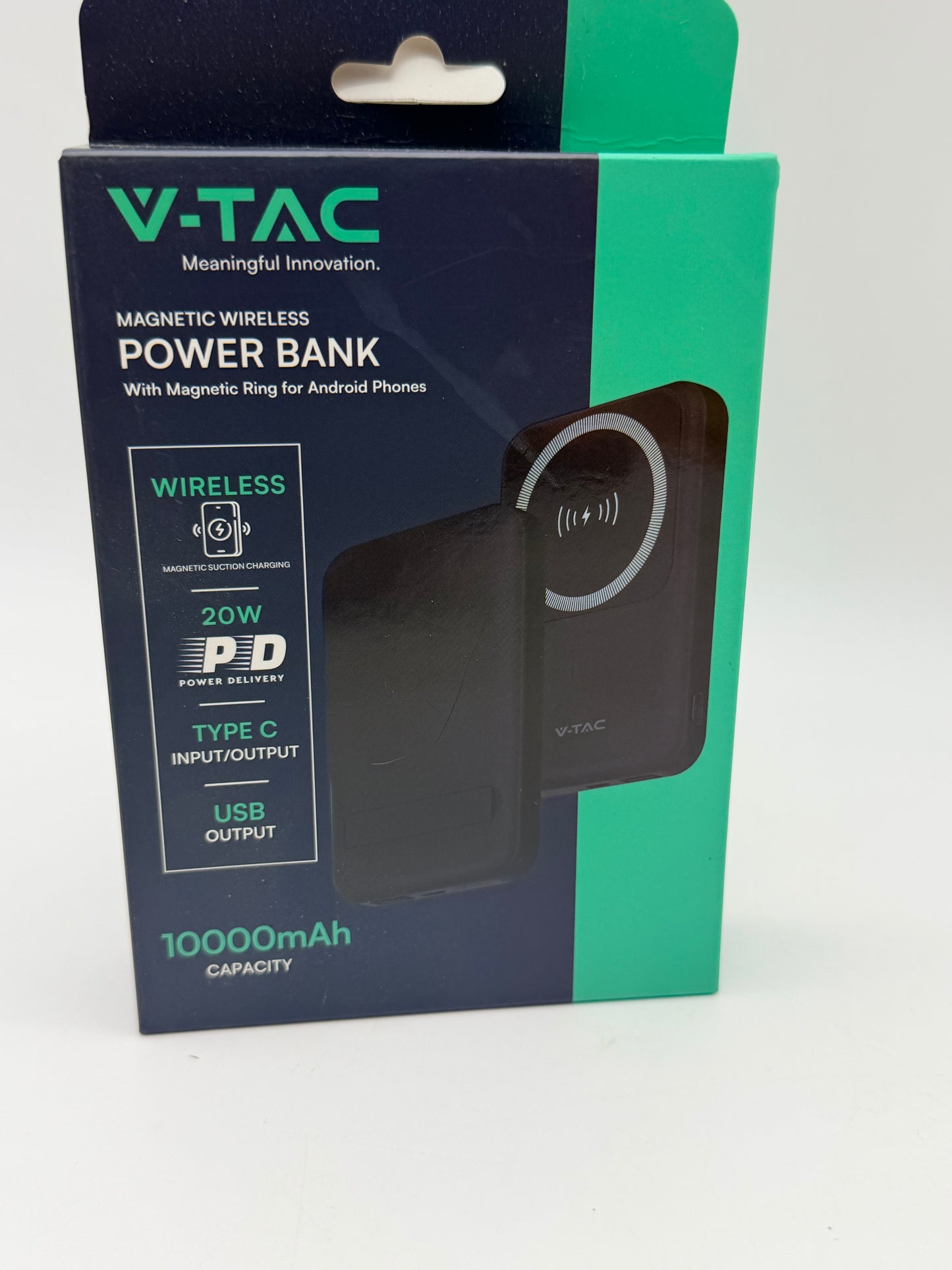 V-TAC Power Bank Magnétique Compatible avec MagSafe - 10 000 mAh - Charge Rapide PD 20 W - Batterie Externe pour Apple iPhone 12/13/14/15/Mini/Pro/Max - Noir