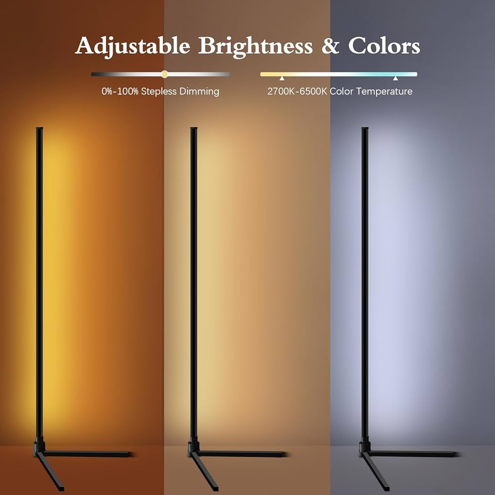 Lampadaire sur Pied D'angle RGBCW LED Compatible avec Alexa/Google Home/WiFi APP/Télécommande - Éclairage Décoratif Moderne pour Salon et Chambre