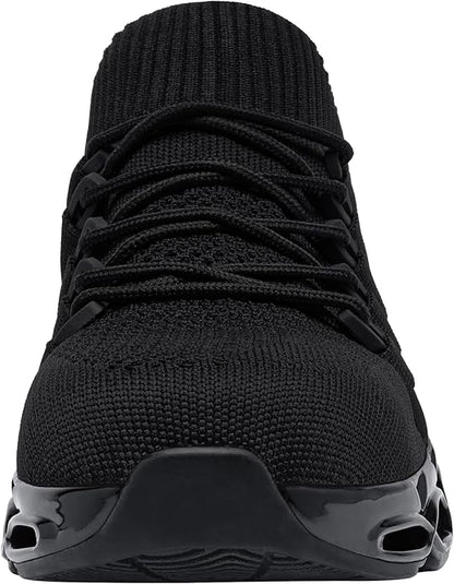 Chaussures de Sécurité Hommes Basket de Securite Femme Protection Acier Amorti Mode Confortable Legere Respirante Chaussure de Chantier(Noir G,44 EU)