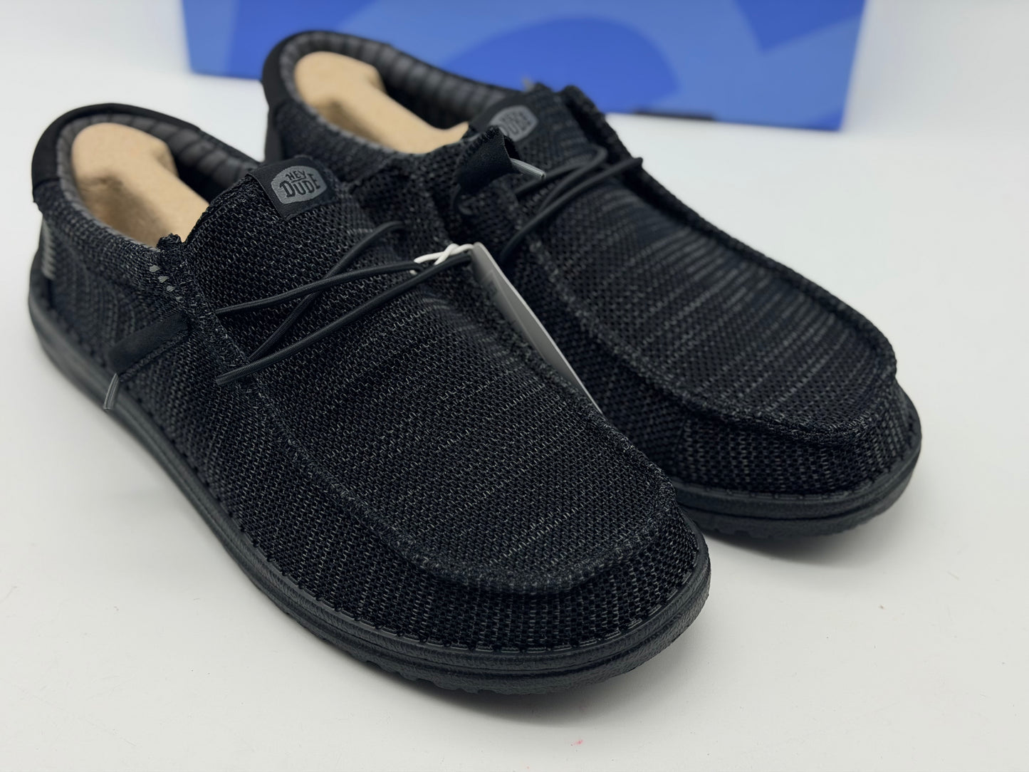 HEYDUDE Wally Stretch Sox - Chaussures pour Hommes - Baskets avec Semelles Confortables - Style Mocassin, Black/Black, 42