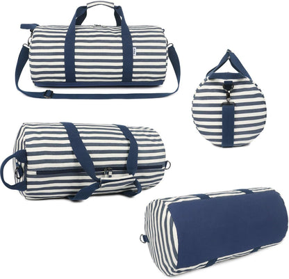 Sac en toile de Voyage pour Femmes et Hommes - Sac de Sport - Small Travel Duffel Bag & Sports Gym Bag (1.0 Ensemble rayé Bleu)