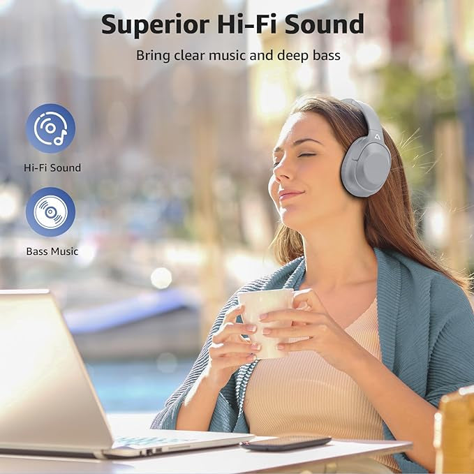 Casque Bluetooth sans Fil top qualité Reducteur de Bruit Active 75 Heures totalement neuf (gris)