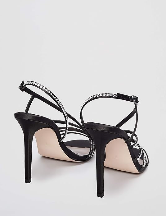 FIND Assymetric Embellished Sandal Bout Ouvert, Noir (Black), 39 EU - Amazon Vine
