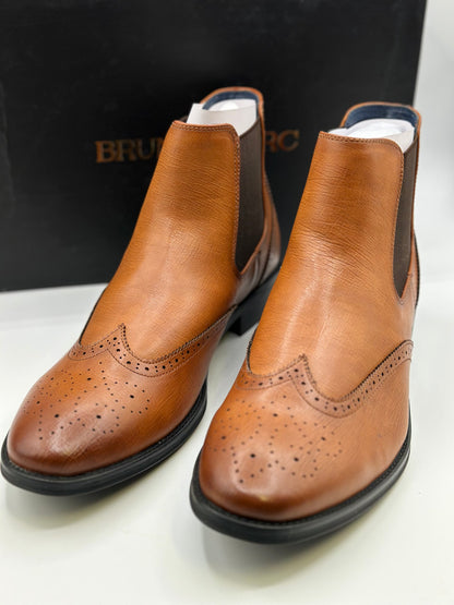 Bruno Marc Men Chelsea Boots Brogue en cuir Bottes de cheville Bottes Slip Boots