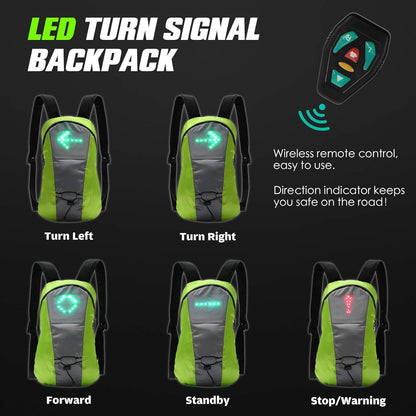 Sac À Dos Réfléchissant Léger USB Rechargeable Indicateur de Direction du Signal Lumineux sans Fil neuf