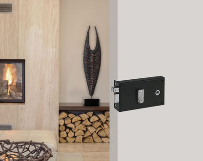 Yale Serrure en applique horizontale à fouillot Gauche - YAH36G - Kaki, 2 Clés fournies, Axe à 55 mm, Carré de 6 mm, Version Gauche - pour Porte intérieure de communication