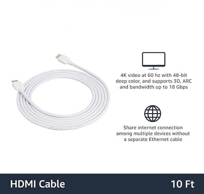 Câble HDMI haute vitesse 1,4b, 304,8 cm, blanc, 1 article neuf