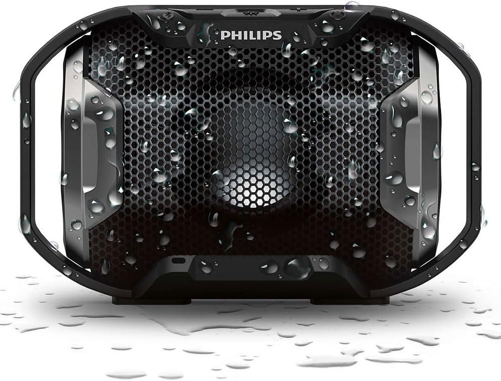 Philips Audio Enceinte Bluetooth portable SB300B/00 (Basses volumineuses, Bluetooth, lumière multicolore, fonction mains-libres, anti-chocs et étanche) Noir