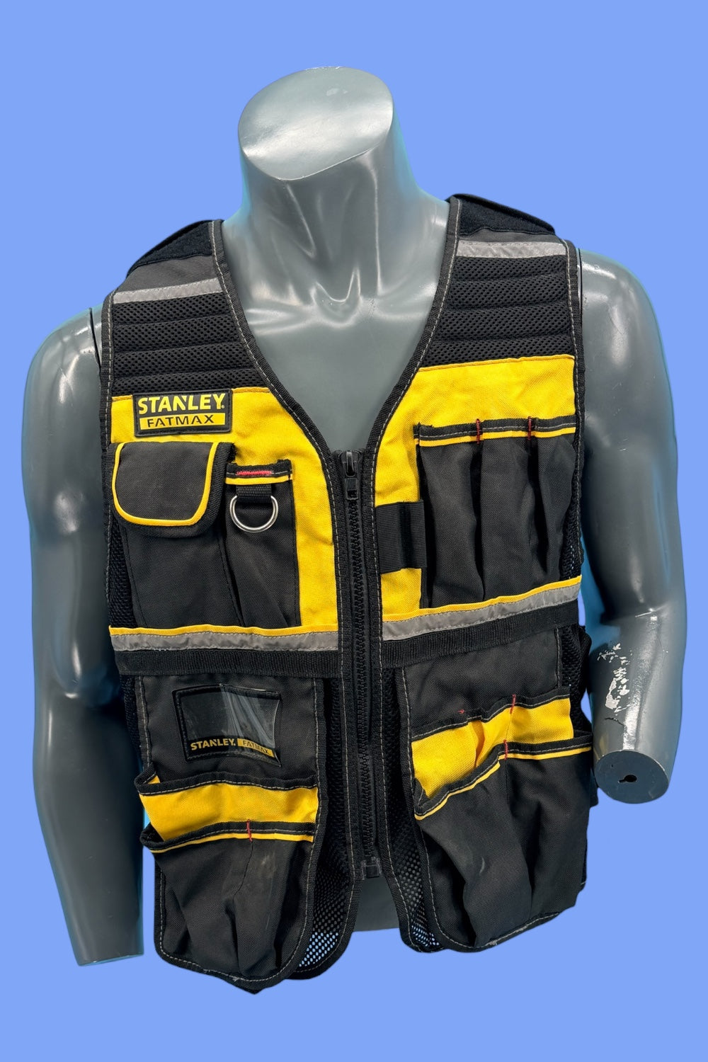Stanley Fmst1 Veste Porte-Outils Gamme Fatmax - Nombreuses Poches - Bretelles Ajustables - Bandes Réfléchissantes -Doublure en Maille, XL, Jaune/Noir Multicolore