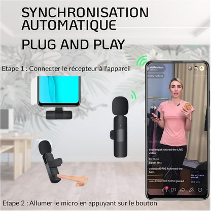 Jk products shopping online Micro Cravate sans Fil lavalier Compatible iPhone iPad Android iOS Smartphone Pc Microphone Plug and Play Enregistrement Live Stream Youtube