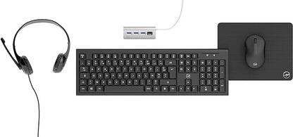 Pack Clavier AZERTY sans Fil, Souris, Tapis de Souris, HUB 4 Ports USB, Casque-Micro