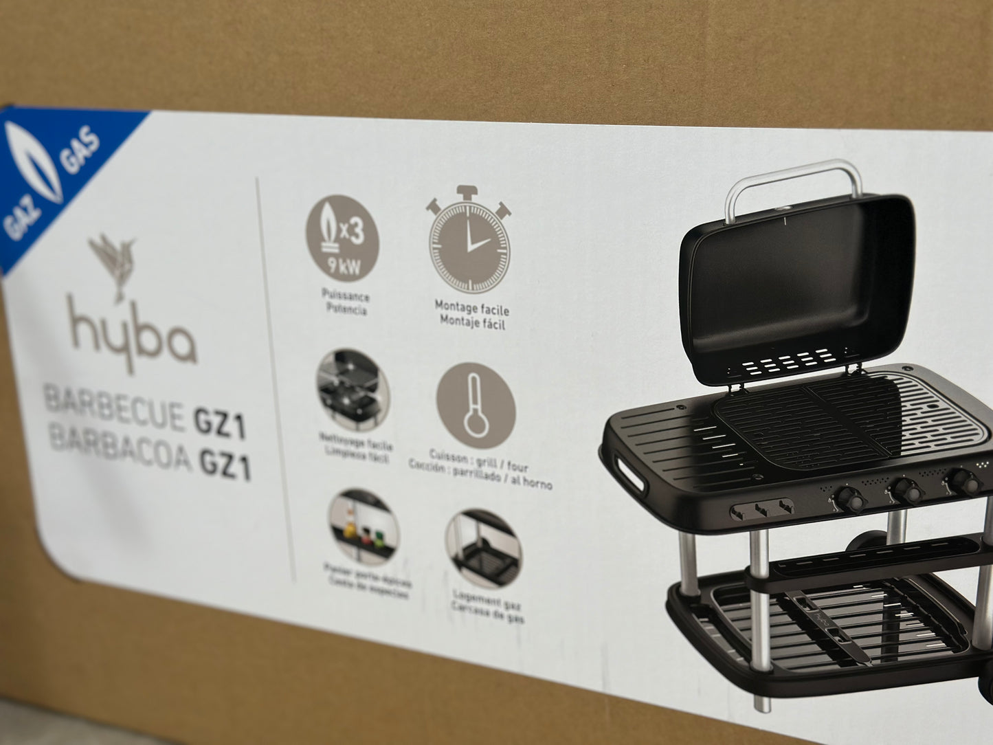 Barbecue XL à Gaz sur Chariot 3 feux avec Thermomètre Intégré HYBA neuf