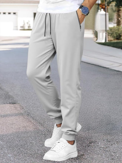 Pantalon décontracté pour homme - Pantalon de jogging léger à séchage rapide avec poches zippées