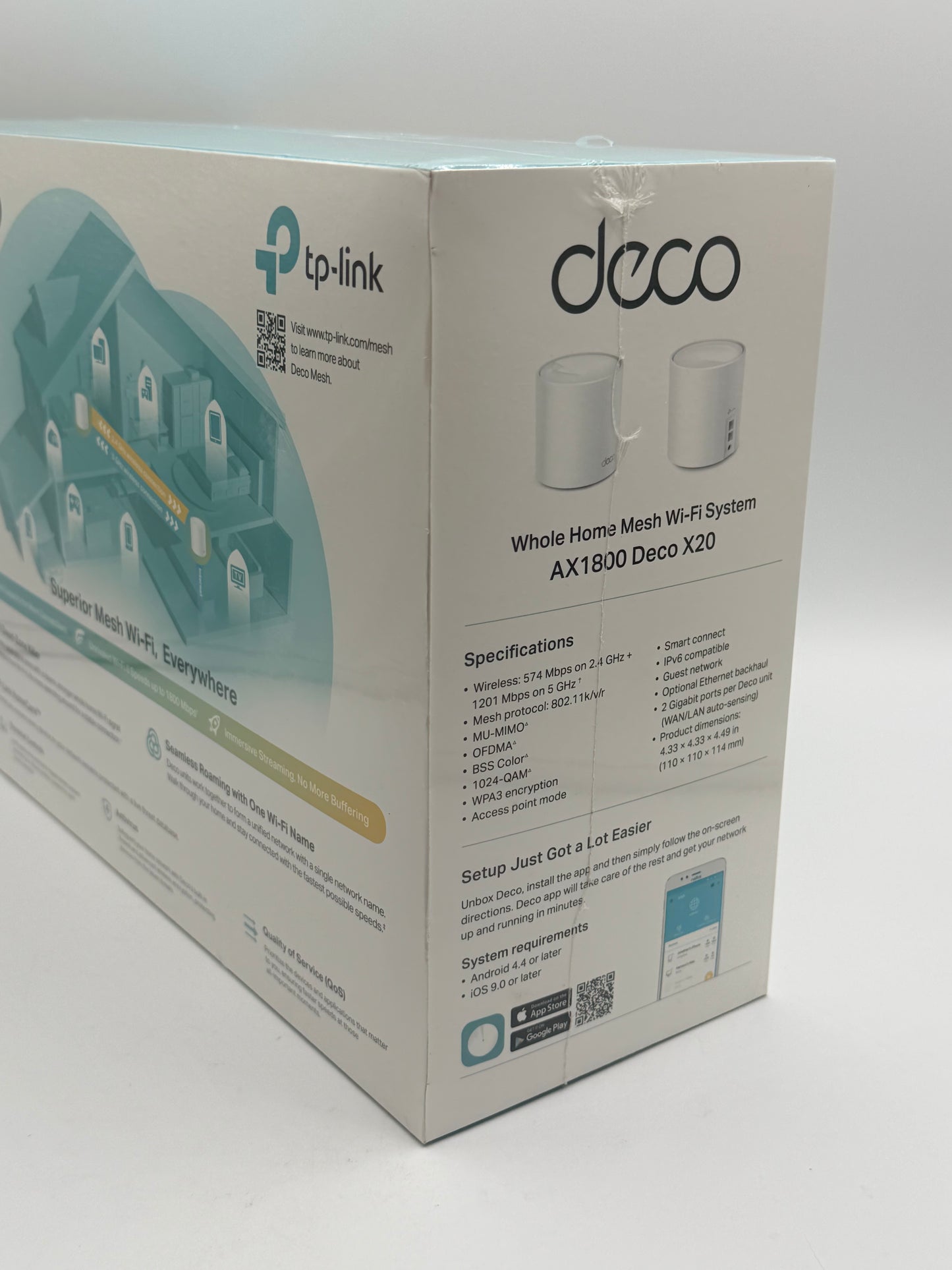 TP-Link Deco WiFi 6 Mesh AX 5400Mbps Deco X60(2-Pack) V3.2, Système WiFi 6 pour Toute la Maison, Couverture de 490㎡, Installation Facile, Contrôle Parental, Compatible avec Toutes Les Box Fibre