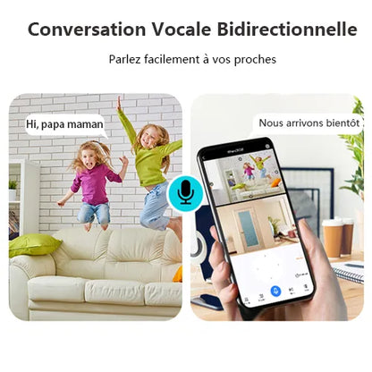 Caméra Surveillance WiFi Sans Fil Interieur 2MP+2MP Double Objectif Babyphone neuve