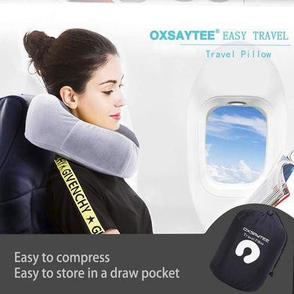 Oreiller de Voyage | U-Oreiller Cervical en Mousse à Mémoire | Couverture du Coussin Voyage Ergonomique Cou Oreiller 360°Tête et Cou Support Parfait- Bouchons d'oreilles, Masque et Sac