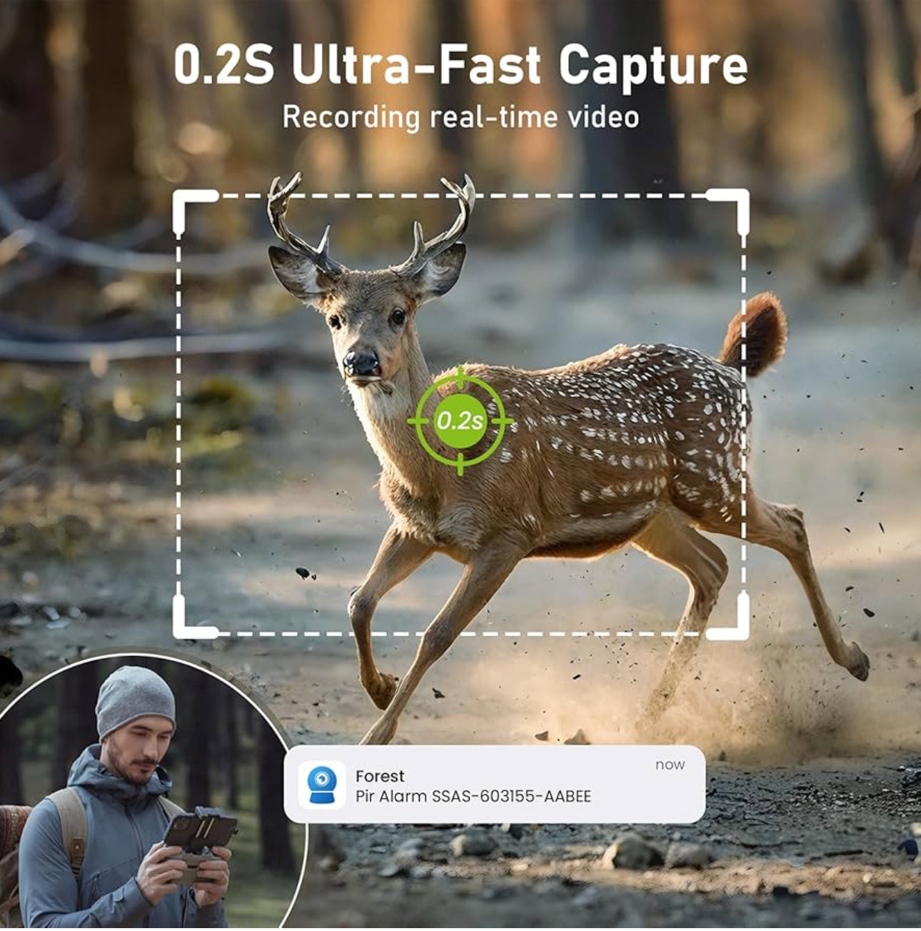 Camera Chasse 4G, Batterie 12000mAh, 2K+2K Double Caméra 4G Autonome,Camera 4G Solaire Exterieur avec détection de Mouvement,Vision Nocturne Couleur,Suivi Automatique,IP66（sans Panneau Solaire）compatible avec tout les opérateurs mobiles