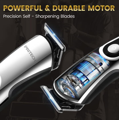 PRITECH Tondeuses à Cheveux pour Hommes, Tondeuse à Nez, Micro Rasoirs 3 en 1 Kit de Soins pour Hommes sans Fil et Rechargeable, Tondeuse à Cheveux Électrique avec Écran LED et Tête de Coupe T, IPX6