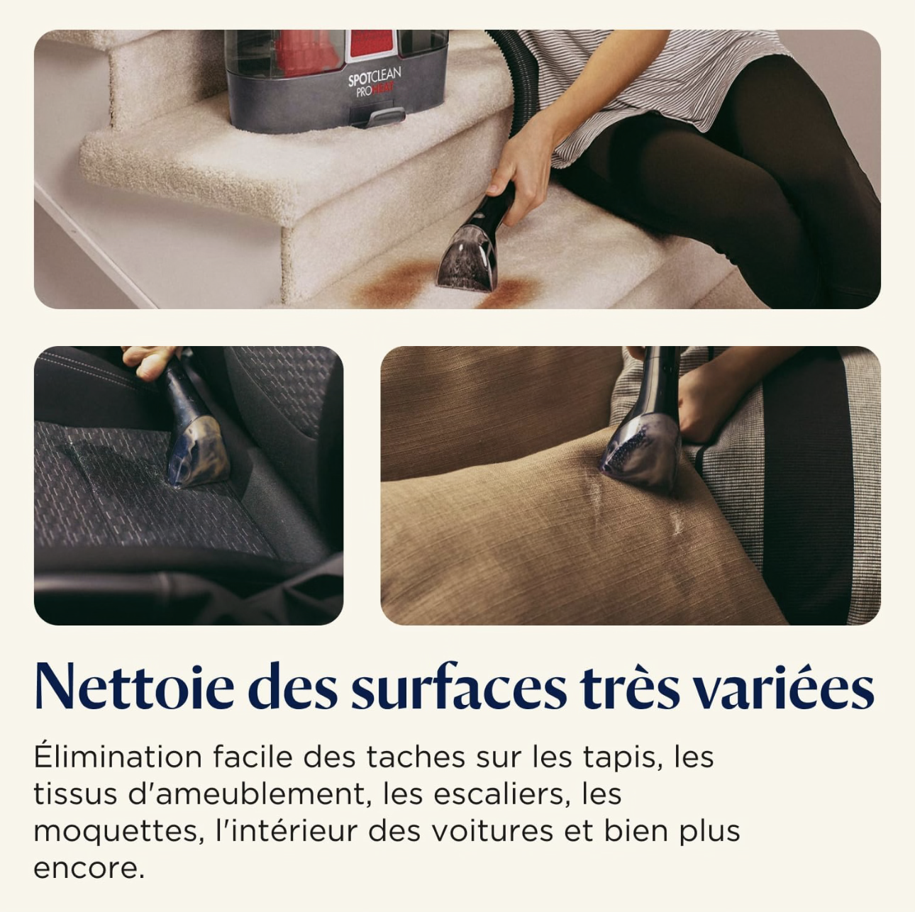 BISSELL SpotClean ProHeat, Shampouineuse Canapé, Moteur Puissant de 330W, Design Compact, avec Technologie HeatWave, Nettoyeur pour Tapis, Moquettes, Meubles, Tissus, Voiture & Plus Encore,