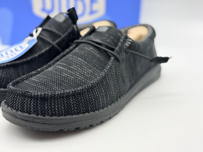 HEYDUDE Wally Stretch Sox - Chaussures pour Hommes - Baskets avec Semelles Confortables - Style Mocassin, Black/Black, 42