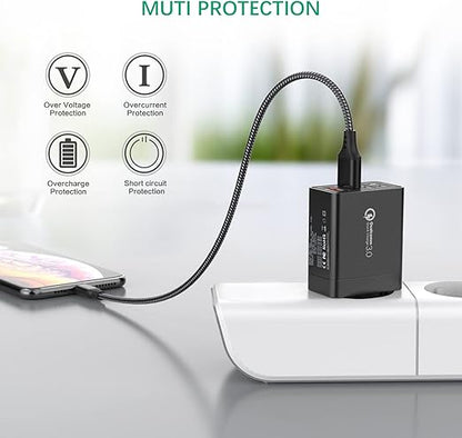 Chargeur Secteur USB, QC 3.0 30W/6A 4 Ports, Quick Charge 3.0