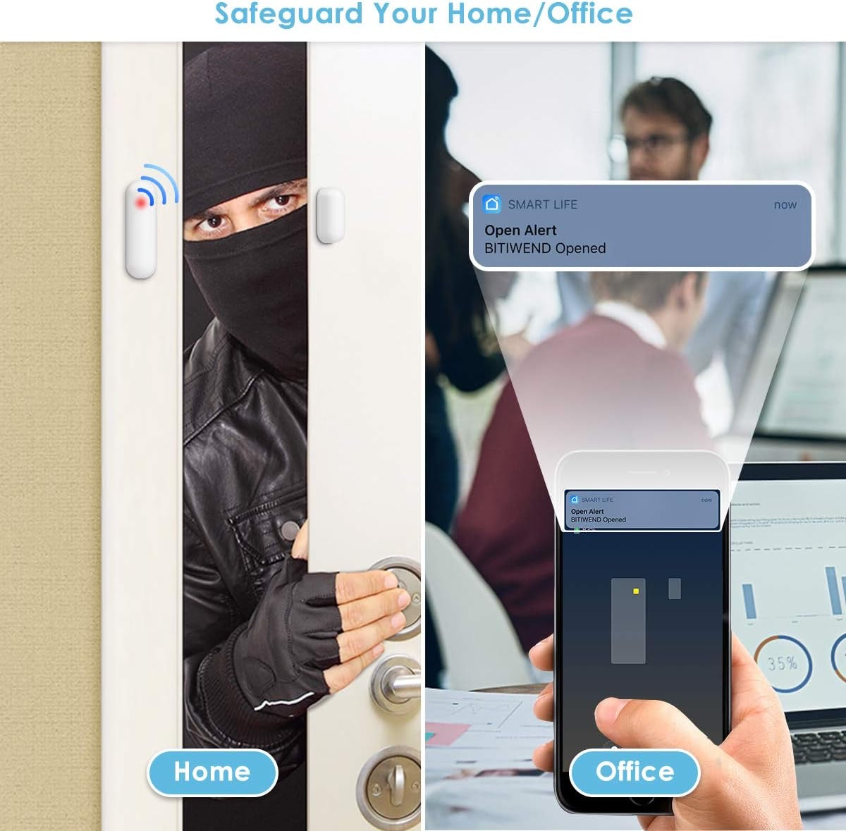 L'alarme WiFi à capteur Intelligent pour Portes et fenêtres avec Un système de sécurité sans Fil neuf