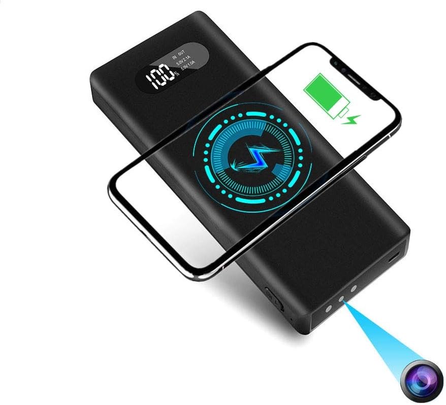 Caméra espion Mini caméra Batterie externe Caméra Enregistreur Power Bank Full HD 1080P Micro Caméra espion sans fil Nanny Caméra cachée avec vision nocturne et détection de mouvement pour l'intérieur et l'extérieur