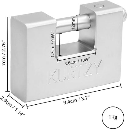 Cadenas robuste de 1 kg avec 5 clés – Serrure monobloc en acier massif trempé