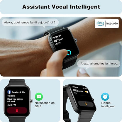 Montre Connectée Homme Femme avec Alexa Intégrée & Appel Bluetooth pour Android iOS neuve