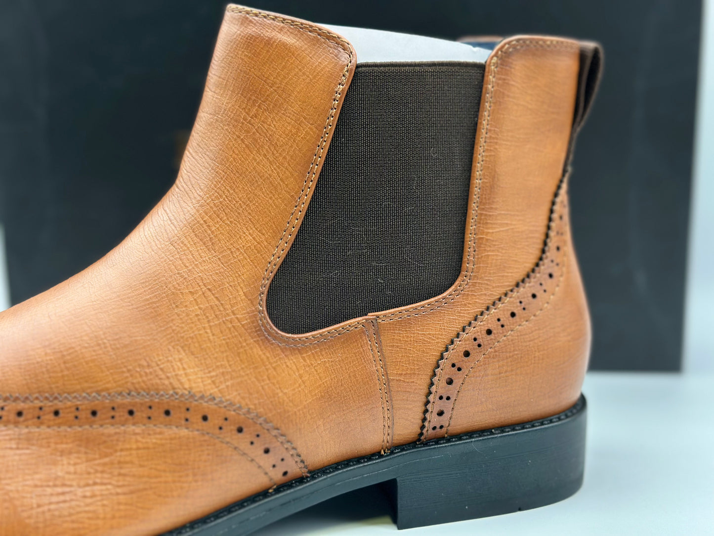 Bruno Marc Men Chelsea Boots Brogue en cuir Bottes de cheville Bottes Slip Boots