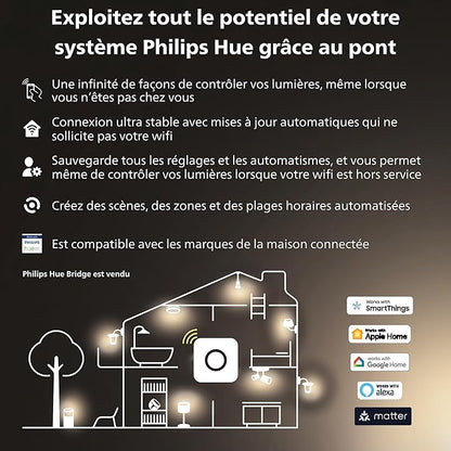 Philips Lighting Hue White, ampoule LED connectée E27, équivalent 75W, compatible Bluetooth