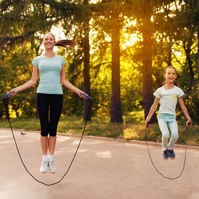 Corde à sauter réglable pour hommes, femmes, enfants – Corde à sauter pour exercice, brûler les graisses, entraînement à la maison ou à la salle de sport