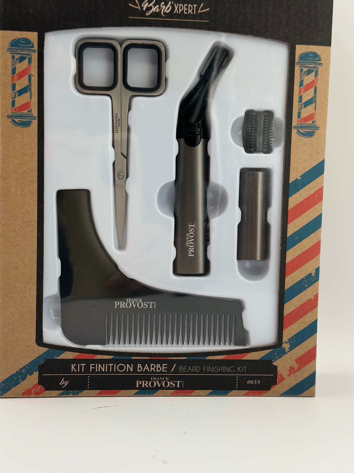 FRANCK PROVOST - Kit finition barbe : Tondeuse précision a tete inclinable, Peigne sculptant, Ciseaux