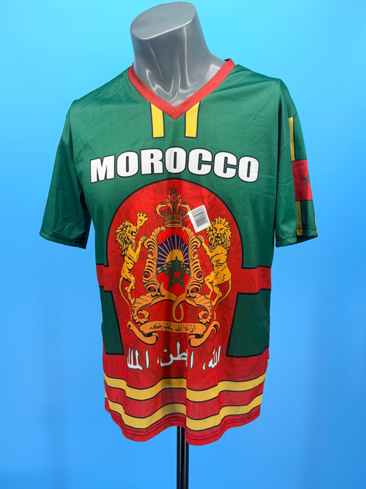 T-shirt de football marocain imprimé en 3D pour hommes, vêtements de sport marocains, t-shirt à col en V, manches courtes
