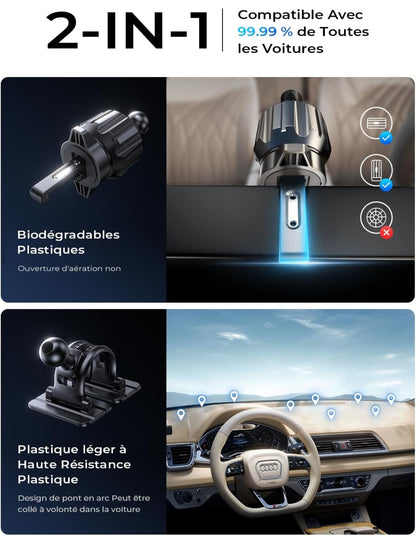 Chargeur sans fils 15W Support Telephone Voiture Induction, Chargeur Magsafe Voiture Rotation à 360°/Puce Intelligente Téléphone Voiture Magnétique Chargeur sans Fil Voiture pour iPhone 15 14 13 Pro Max Samsung