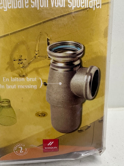 Wirquin SL501C Siphon d'évier classique ⌀40 mm en laiton réglable en hauteur, blanc