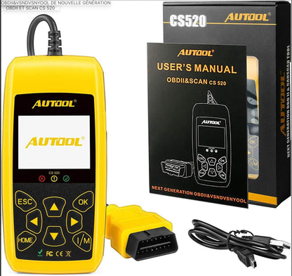 Lecteur de code de voiture AUTOOL OBD2, scanner de système de moteur automobile, outil de diagnostic de code d'erreur pour véhicule universel, CS-520