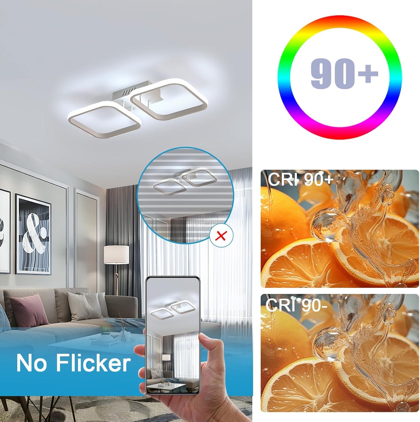 Plafonnier LED 50CM, Luminaire Plafonnier Chambre Moderne, Lampe Plafond 32W 2350LM pour Couloir Cuisine Salon, Éclairage Intérieur Blanc Froid 6500K [Classe énergétique G]