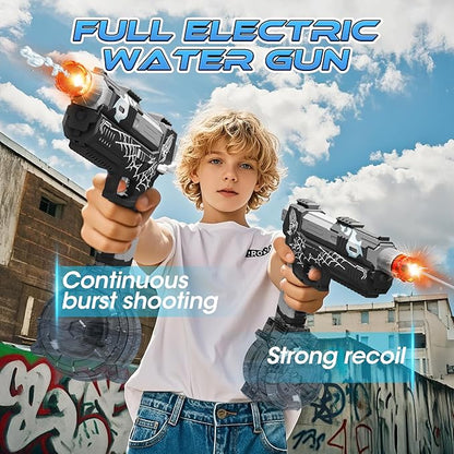 Pistolet à Eau Électrique pour Adultes et Enfants, Pistolet Automatique Grande Portée 8 M LED, Grande Capacité Étanche IP7 (Noir