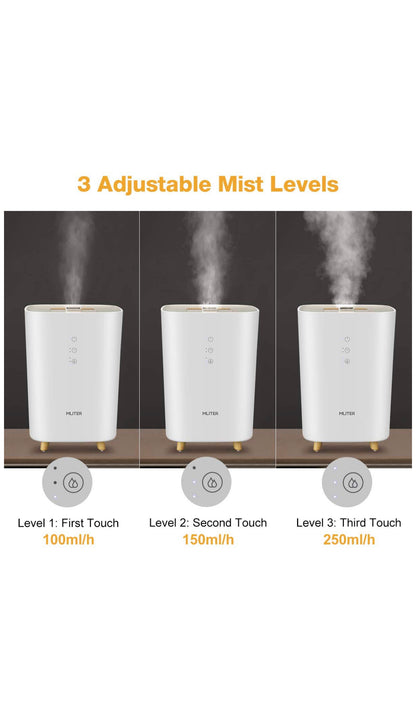MLITER Humidificateur à ultrasons 2,5 L, diffuseurs de parfums, minuteur, Fonctionnement Silencieux avec 3 Niveaux réglables de brumisation pour Maison neuf