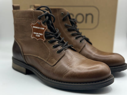 ELONG Bottine Homme Cuir Noir Marron