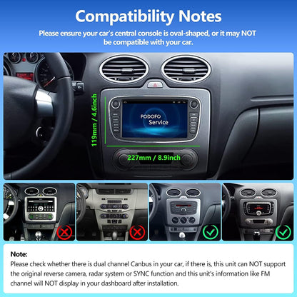 Autoradio 2+32G Android 11- 2 Din avec Carplay pour Ford Focus Mondeo Galaxy Kuga C-Max S-Max neuf